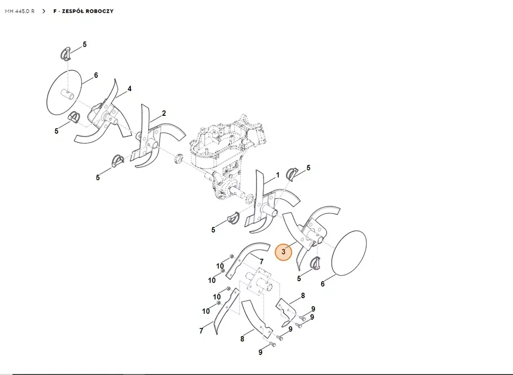 Super okazja | STIHL Glebogryzarka MH445.0 Zespół roboczy kompl., zewn. lewy 6241 710 0210